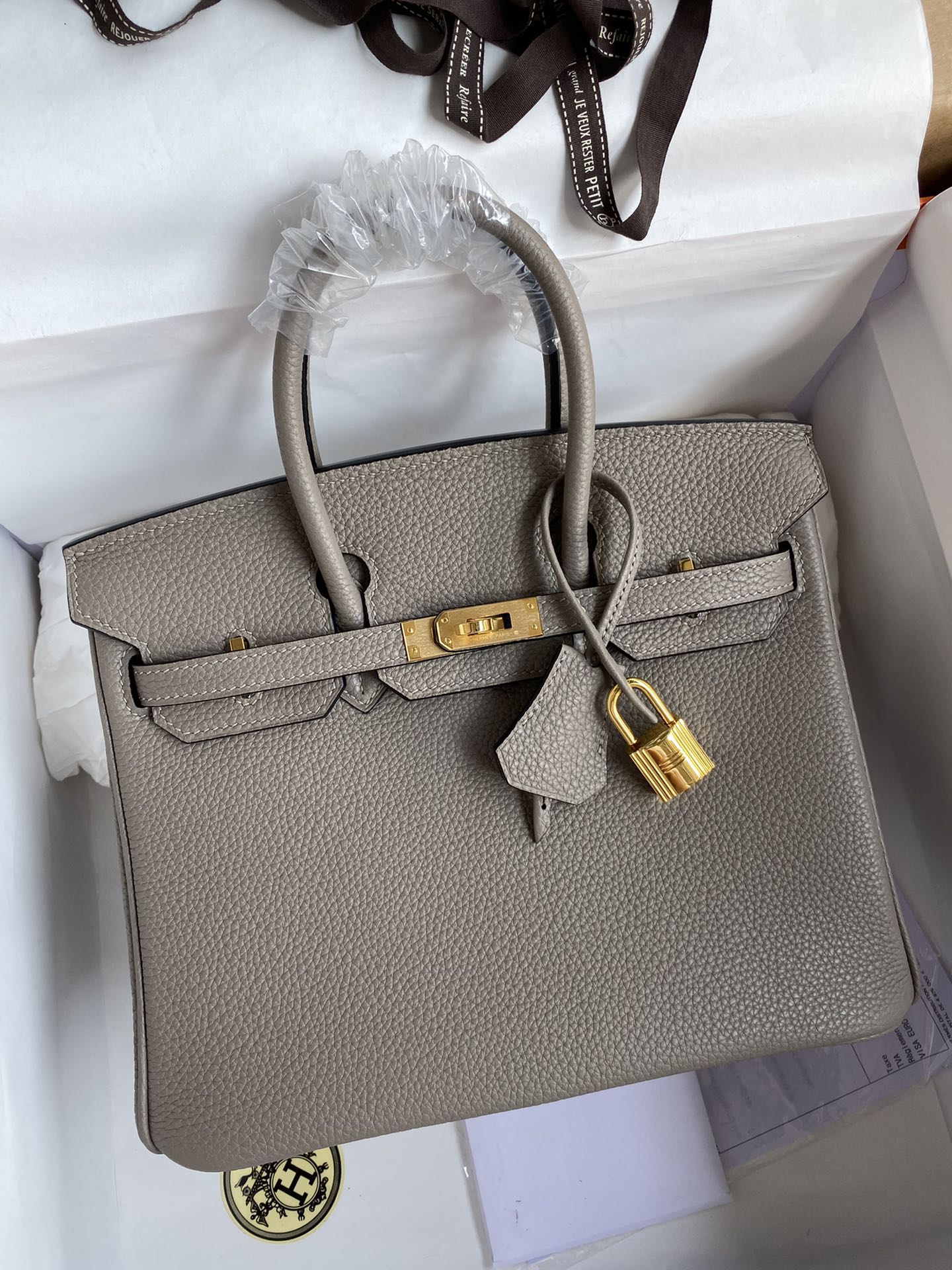 Hermes Birkin 25CM Togo Leather Handbag Gris Asphalte